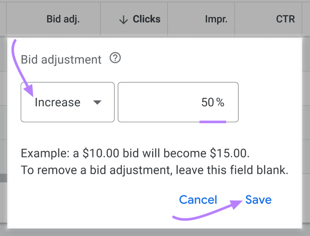 bid adjustment in Percentage - best google ads bidding strategy